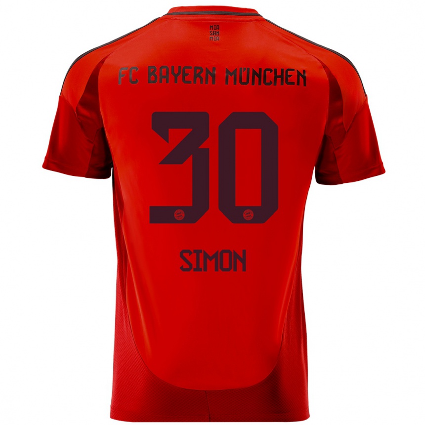 Niño Fútbol Camiseta Carolin Simon #30 Rojo 1ª Equipación 2024/25