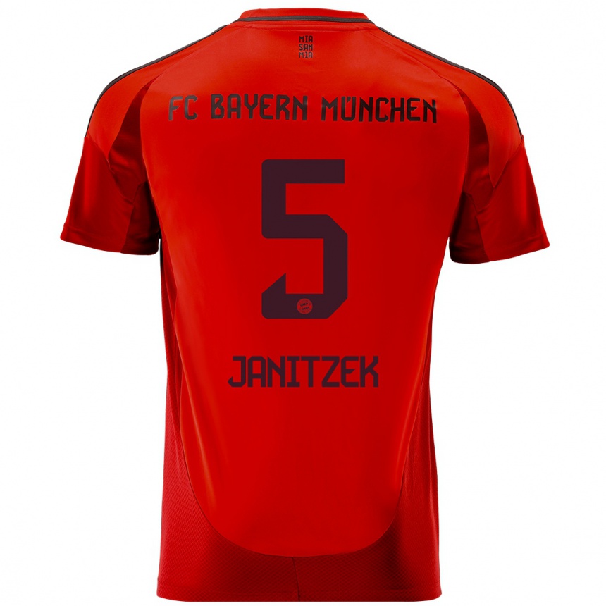 Niño Fútbol Camiseta Justin Janitzek #5 Rojo 1ª Equipación 2024/25