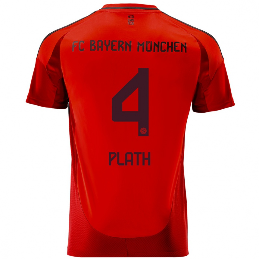 Niño Fútbol Camiseta Max Plath #4 Rojo 1ª Equipación 2024/25