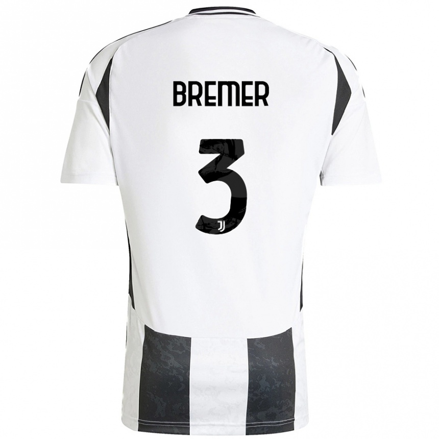 Niño Fútbol Camiseta Bremer #3 Blanco Negro 1ª Equipación 2024/25