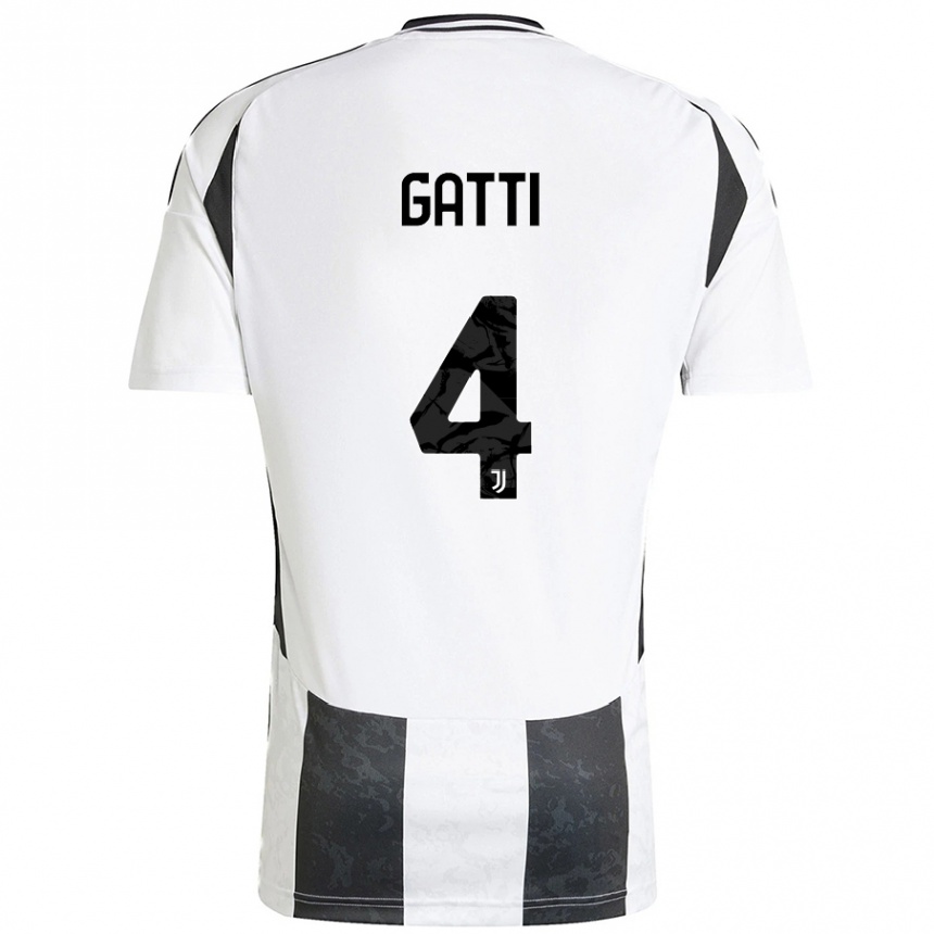 Niño Fútbol Camiseta Federico Gatti #4 Blanco Negro 1ª Equipación 2024/25