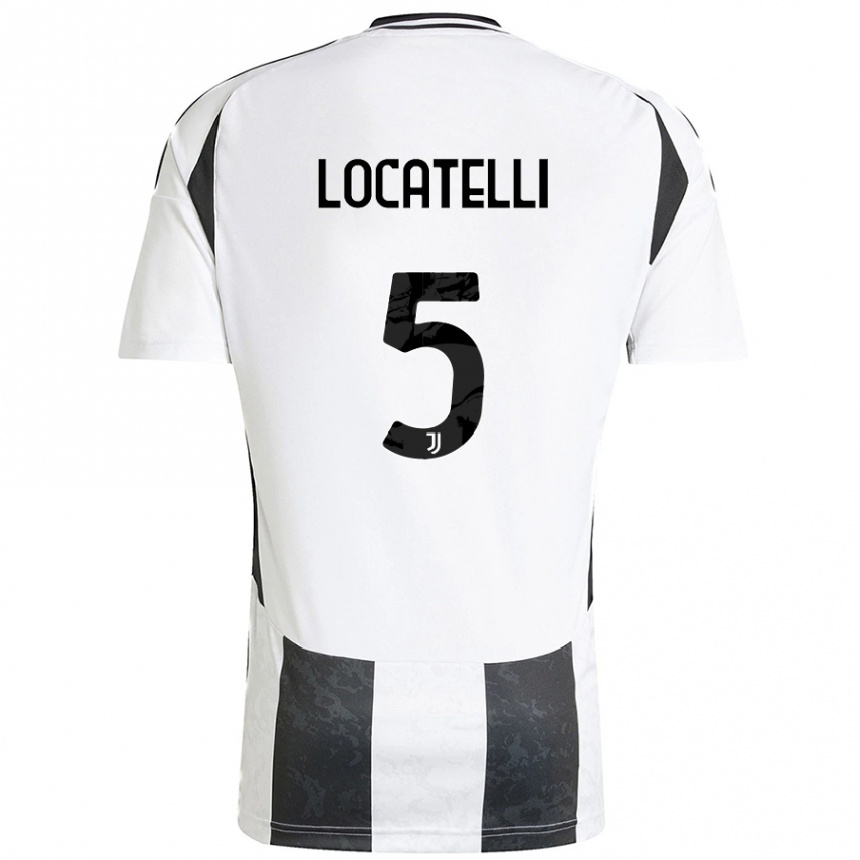 Niño Fútbol Camiseta Manuel Locatelli #5 Blanco Negro 1ª Equipación 2024/25