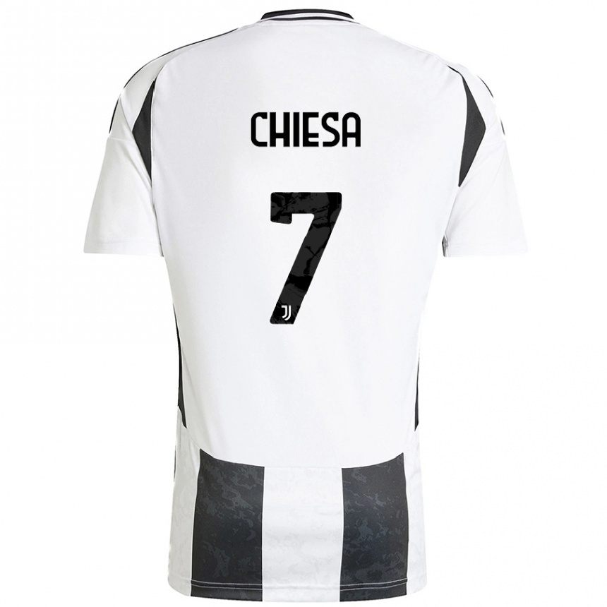 Niño Fútbol Camiseta Federico Chiesa #7 Blanco Negro 1ª Equipación 2024/25