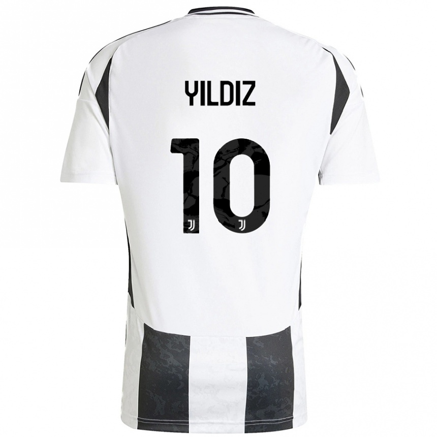 Niño Fútbol Camiseta Kenan Yildiz #10 Blanco Negro 1ª Equipación 2024/25