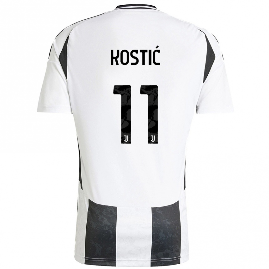 Niño Fútbol Camiseta Filip Kostic #11 Blanco Negro 1ª Equipación 2024/25