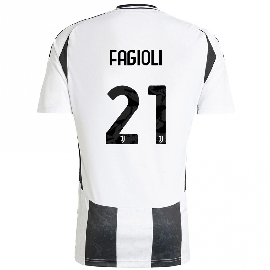 Niño Fútbol Camiseta Nicolo Fagioli #21 Blanco Negro 1ª Equipación 2024/25