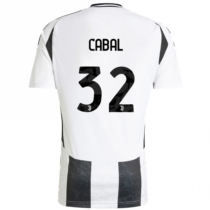 Niño Fútbol Camiseta Juan Cabal #32 Blanco Negro 1ª Equipación 2024/25