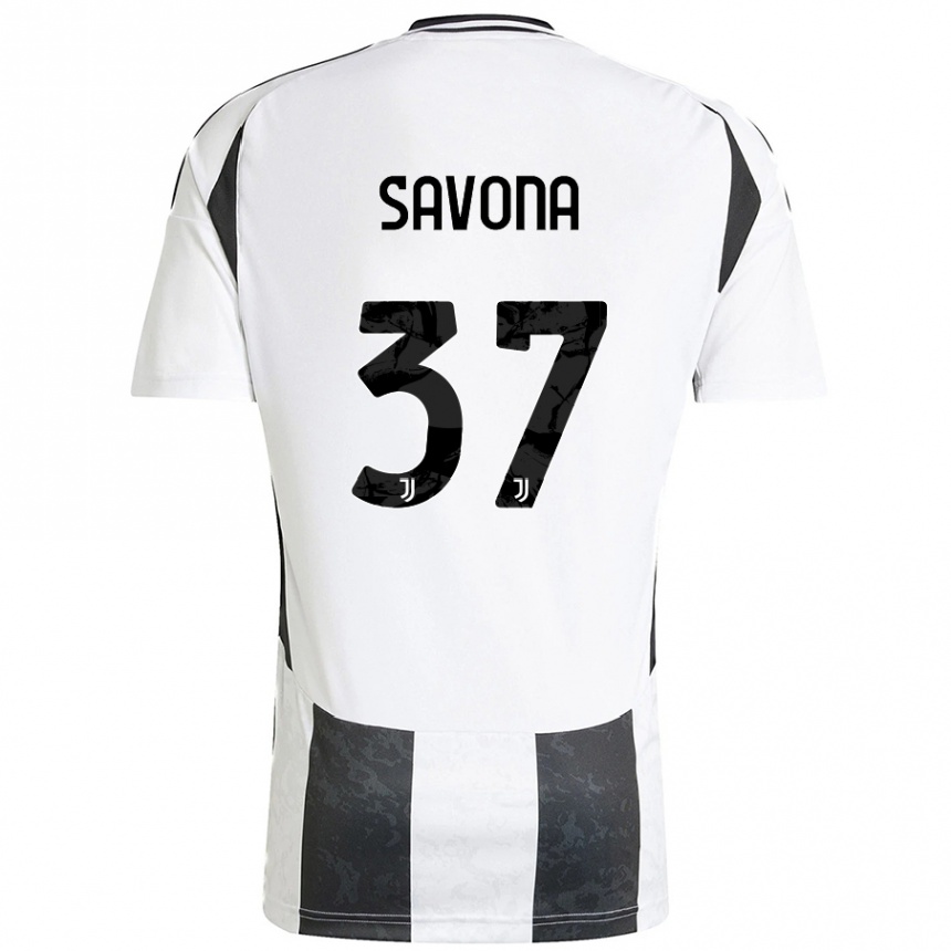 Niño Fútbol Camiseta Nicolo Savona #37 Blanco Negro 1ª Equipación 2024/25