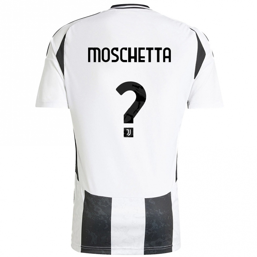 Niño Fútbol Camiseta Lorenzo Moschetta #0 Blanco Negro 1ª Equipación 2024/25