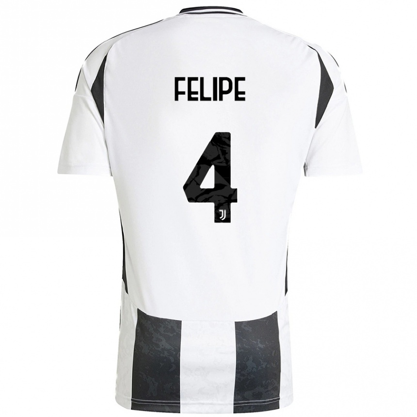 Niño Fútbol Camiseta Pedro Felipe #4 Blanco Negro 1ª Equipación 2024/25