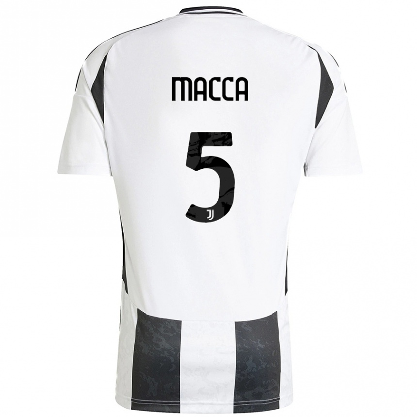 Niño Fútbol Camiseta Federico Macca #5 Blanco Negro 1ª Equipación 2024/25