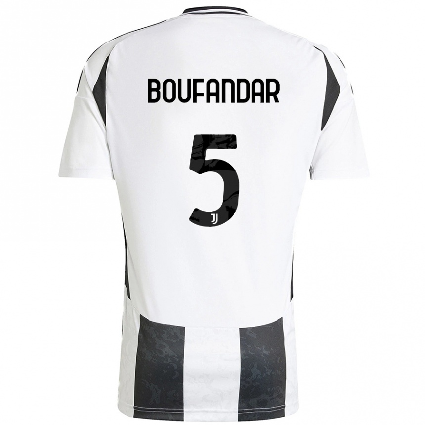 Niño Fútbol Camiseta Adam Boufandar #5 Blanco Negro 1ª Equipación 2024/25