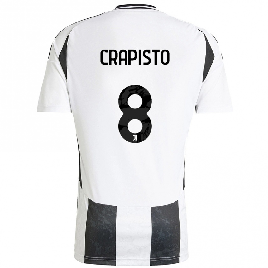 Niño Fútbol Camiseta Francesco Crapisto #8 Blanco Negro 1ª Equipación 2024/25