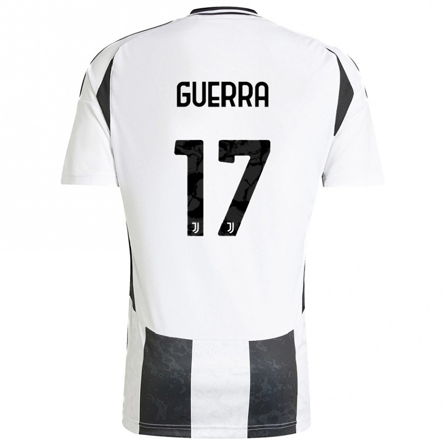 Niño Fútbol Camiseta Simone Guerra #17 Blanco Negro 1ª Equipación 2024/25