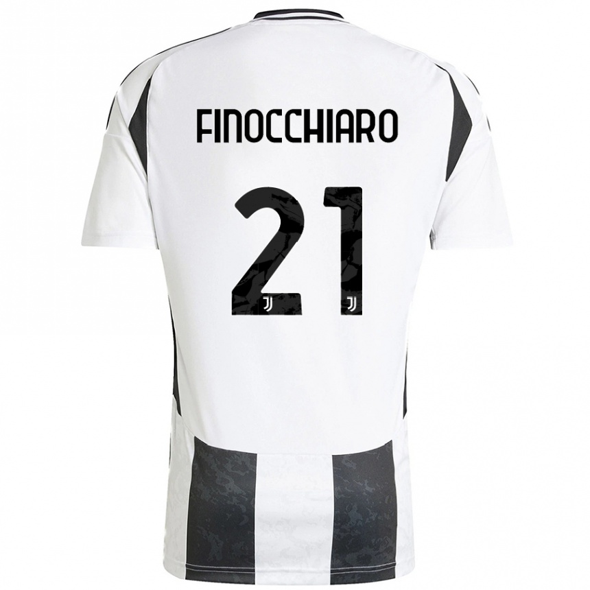 Niño Fútbol Camiseta Gabriele Finocchiaro #21 Blanco Negro 1ª Equipación 2024/25