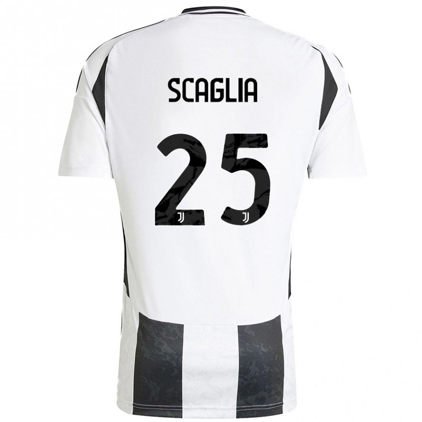 Niño Fútbol Camiseta Simone Scaglia #25 Blanco Negro 1ª Equipación 2024/25