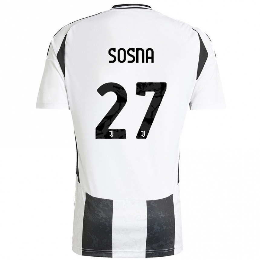 Niño Fútbol Camiseta Adam Sosna #27 Blanco Negro 1ª Equipación 2024/25