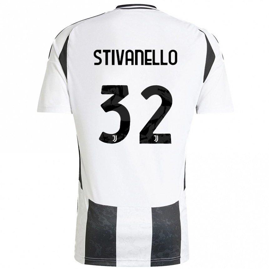 Niño Fútbol Camiseta Riccardo Stivanello #32 Blanco Negro 1ª Equipación 2024/25