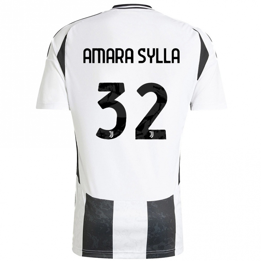 Niño Fútbol Camiseta Idris Amara Sylla #32 Blanco Negro 1ª Equipación 2024/25