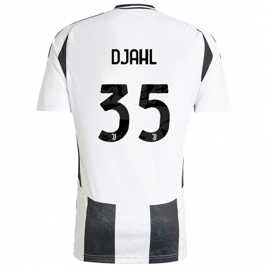 Niño Fútbol Camiseta Rayan Djahl #35 Blanco Negro 1ª Equipación 2024/25