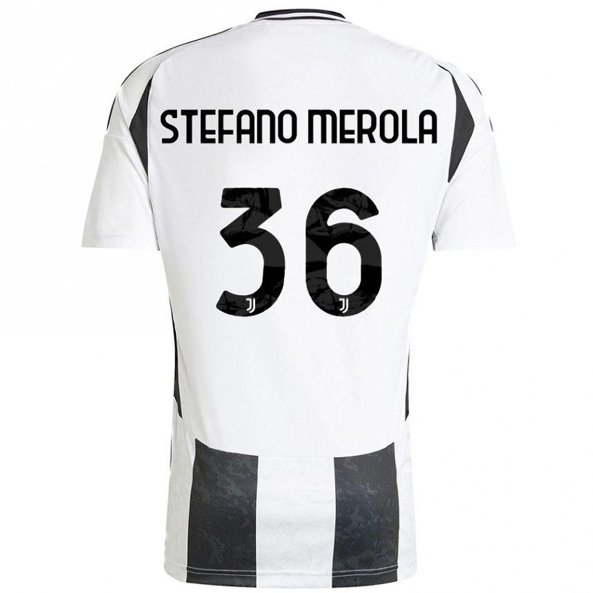 Niño Fútbol Camiseta Antonio Stefano Merola #36 Blanco Negro 1ª Equipación 2024/25