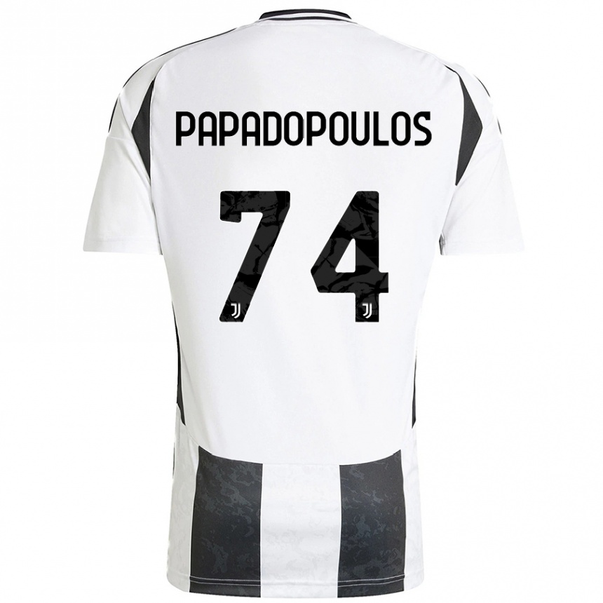 Niño Fútbol Camiseta Christos Papadopoulos #74 Blanco Negro 1ª Equipación 2024/25