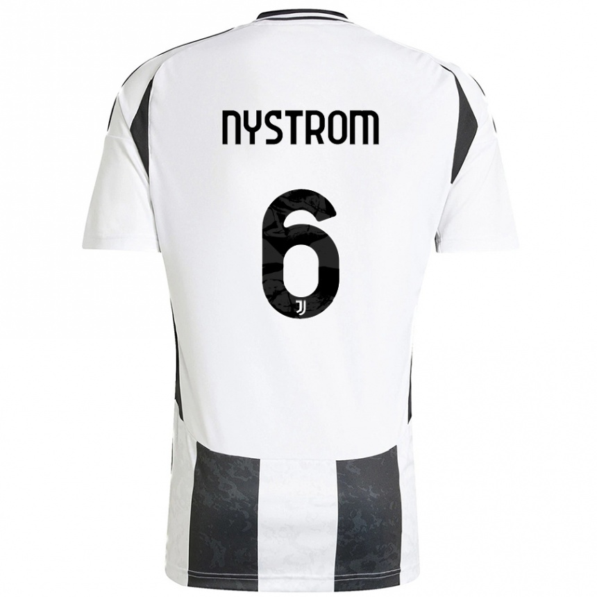 Niño Fútbol Camiseta Paulina Nyström #6 Blanco Negro 1ª Equipación 2024/25