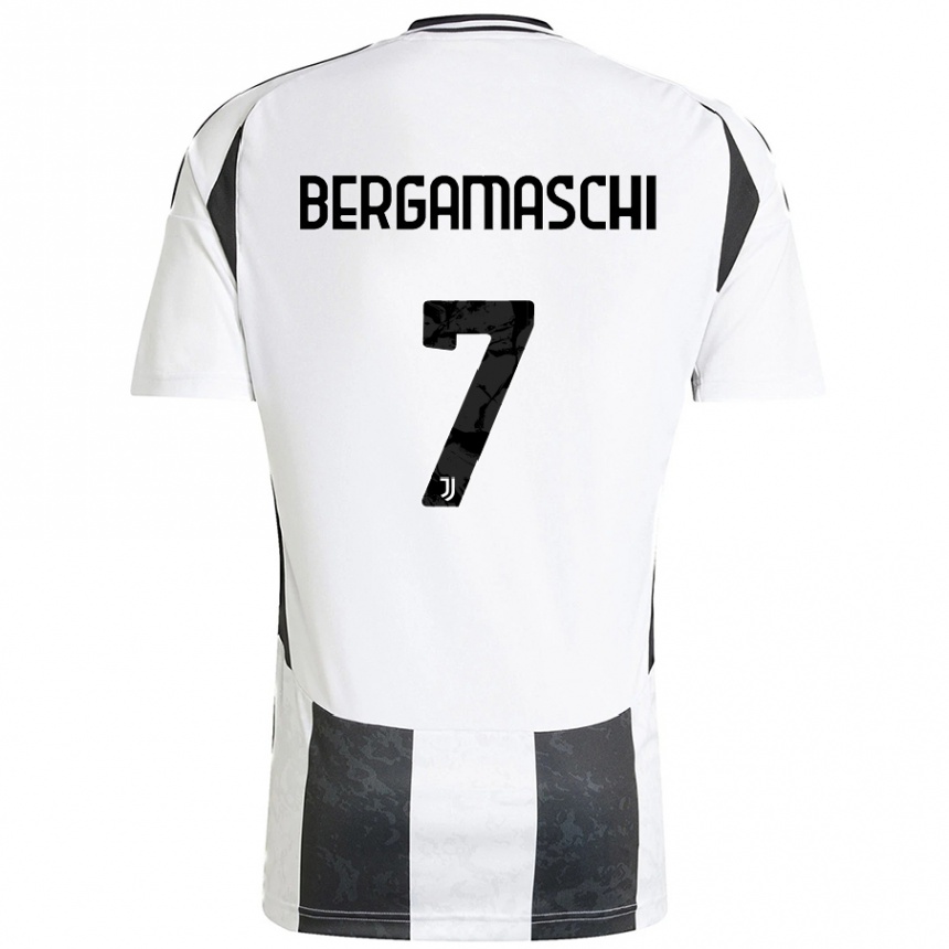 Niño Fútbol Camiseta Valentina Bergamaschi #7 Blanco Negro 1ª Equipación 2024/25