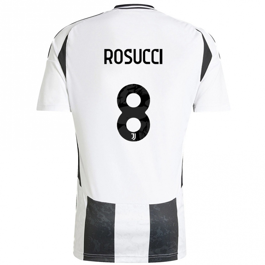 Niño Fútbol Camiseta Martina Rosucci #8 Blanco Negro 1ª Equipación 2024/25