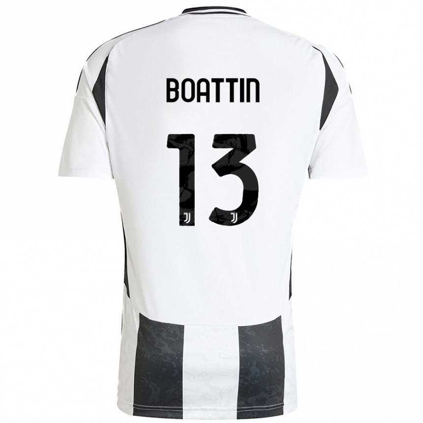 Niño Fútbol Camiseta Lisa Boattin #13 Blanco Negro 1ª Equipación 2024/25