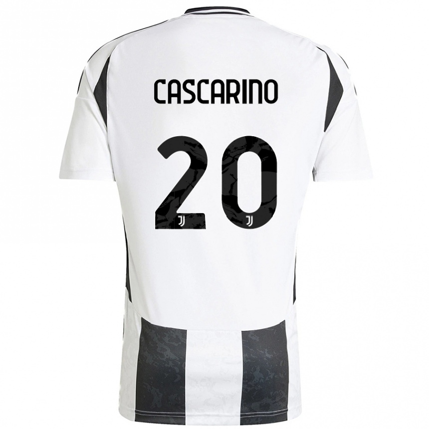 Niño Fútbol Camiseta Estelle Cascarino #20 Blanco Negro 1ª Equipación 2024/25