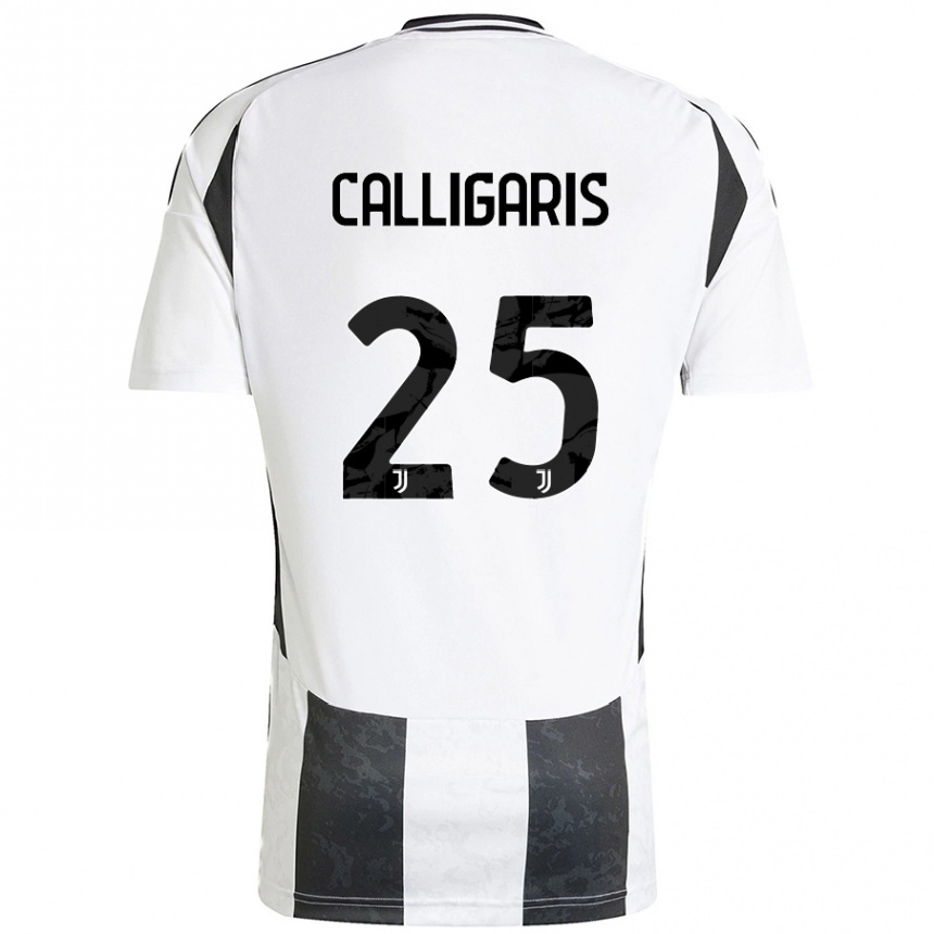 Niño Fútbol Camiseta Viola Calligaris #25 Blanco Negro 1ª Equipación 2024/25