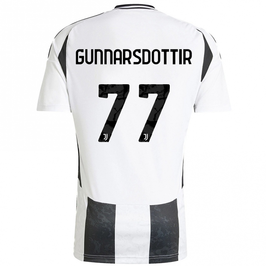 Niño Fútbol Camiseta Sara Bjork Gunnarsdottir #77 Blanco Negro 1ª Equipación 2024/25