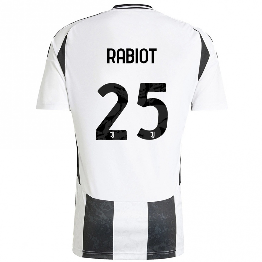 Niño Fútbol Camiseta Adrien Rabiot #25 Blanco Negro 1ª Equipación 2024/25