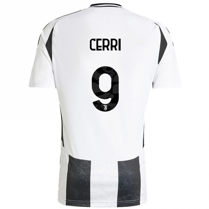 Niño Fútbol Camiseta Leonardo Cerri #9 Blanco Negro 1ª Equipación 2024/25