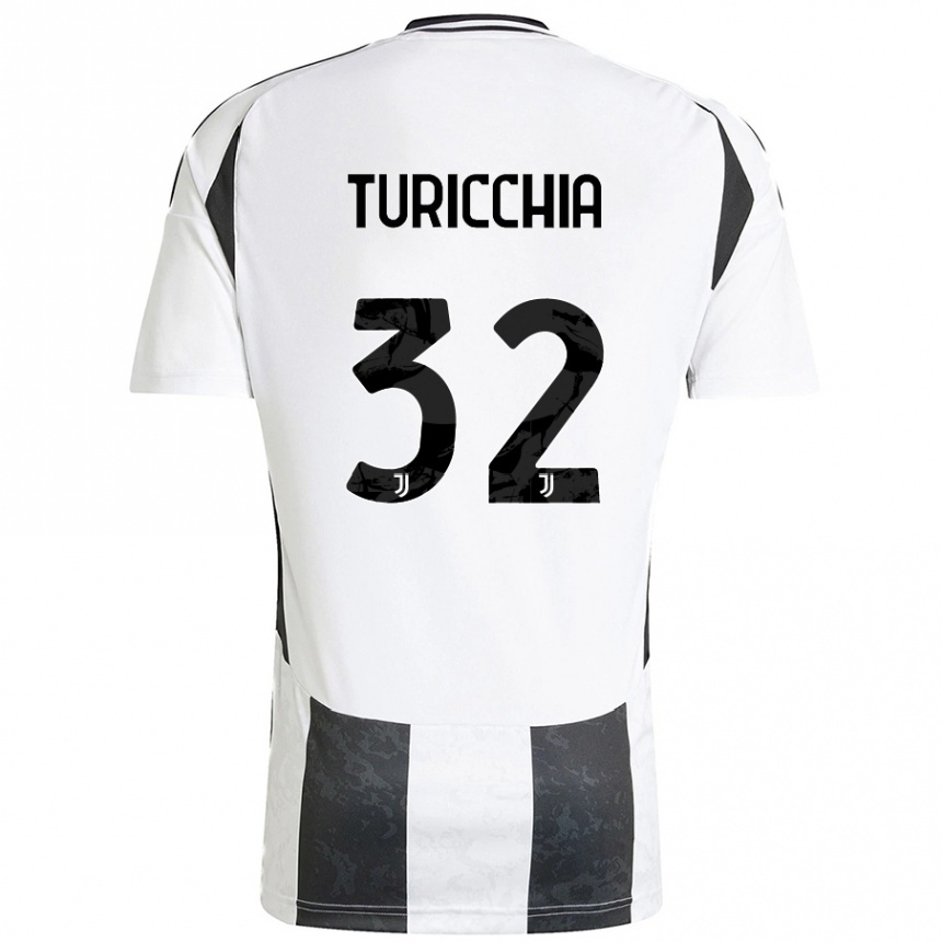 Niño Fútbol Camiseta Riccardo Turicchia #32 Blanco Negro 1ª Equipación 2024/25