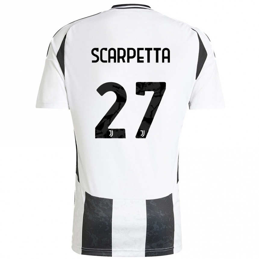 Niño Fútbol Camiseta Jacopo Scarpetta #27 Blanco Negro 1ª Equipación 2024/25