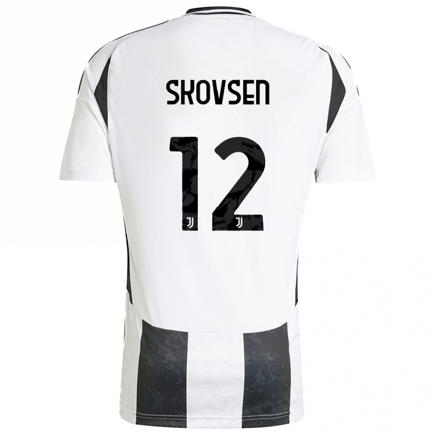 Niño Fútbol Camiseta Matilde Lundorf Skovsen #12 Blanco Negro 1ª Equipación 2024/25