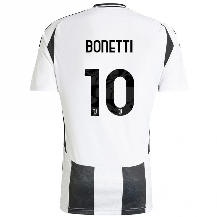 Niño Fútbol Camiseta Andrea Bonetti #10 Blanco Negro 1ª Equipación 2024/25