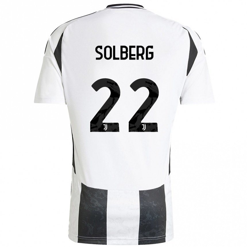 Niño Fútbol Camiseta Elias Solberg #22 Blanco Negro 1ª Equipación 2024/25