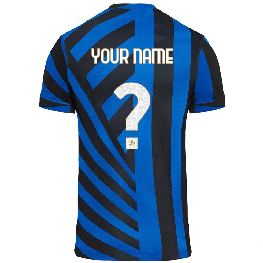 Niño Fútbol Camiseta Su Nombre #0 Azul Negro 1ª Equipación 2024/25