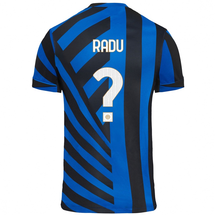 Niño Fútbol Camiseta Andrei Radu #0 Azul Negro 1ª Equipación 2024/25