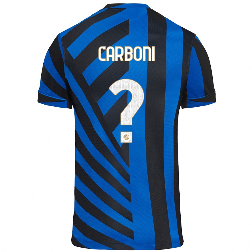 Niño Fútbol Camiseta Franco Carboni #0 Azul Negro 1ª Equipación 2024/25