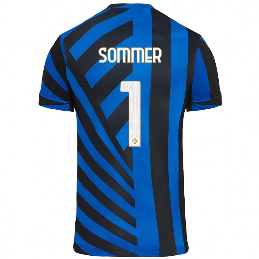 Niño Fútbol Camiseta Yann Sommer #1 Azul Negro 1ª Equipación 2024/25