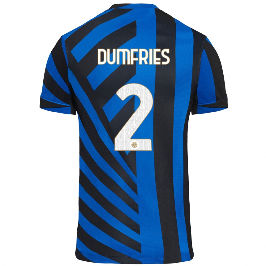 Niño Fútbol Camiseta Denzel Dumfries #2 Azul Negro 1ª Equipación 2024/25