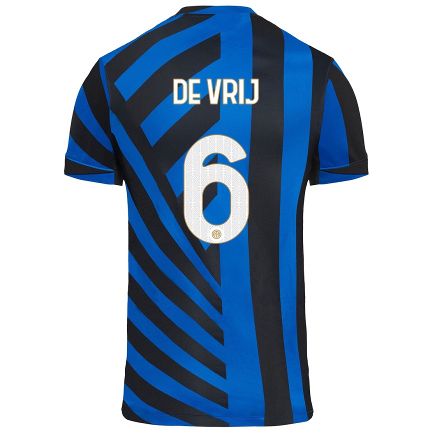 Niño Fútbol Camiseta Stefan De Vrij #6 Azul Negro 1ª Equipación 2024/25