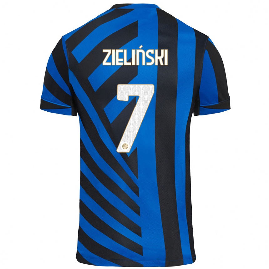 Niño Fútbol Camiseta Piotr Zielinski #7 Azul Negro 1ª Equipación 2024/25