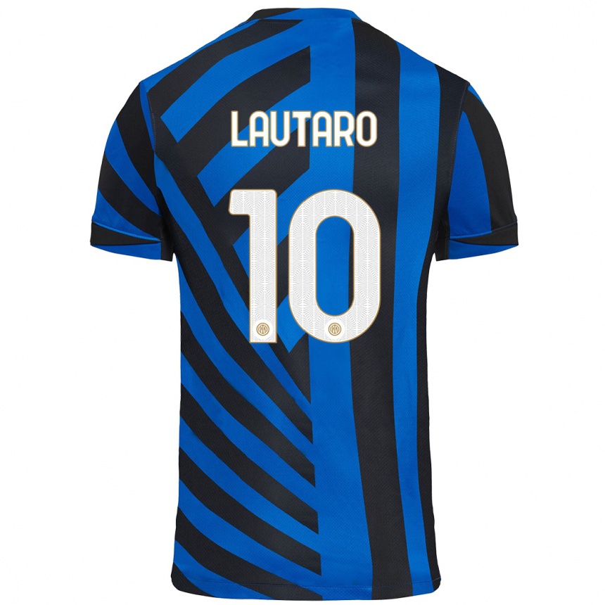 Niño Fútbol Camiseta Lautaro Martínez #10 Azul Negro 1ª Equipación 2024/25