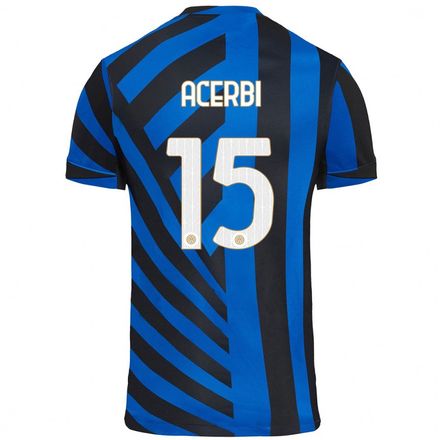 Niño Fútbol Camiseta Francesco Acerbi #15 Azul Negro 1ª Equipación 2024/25