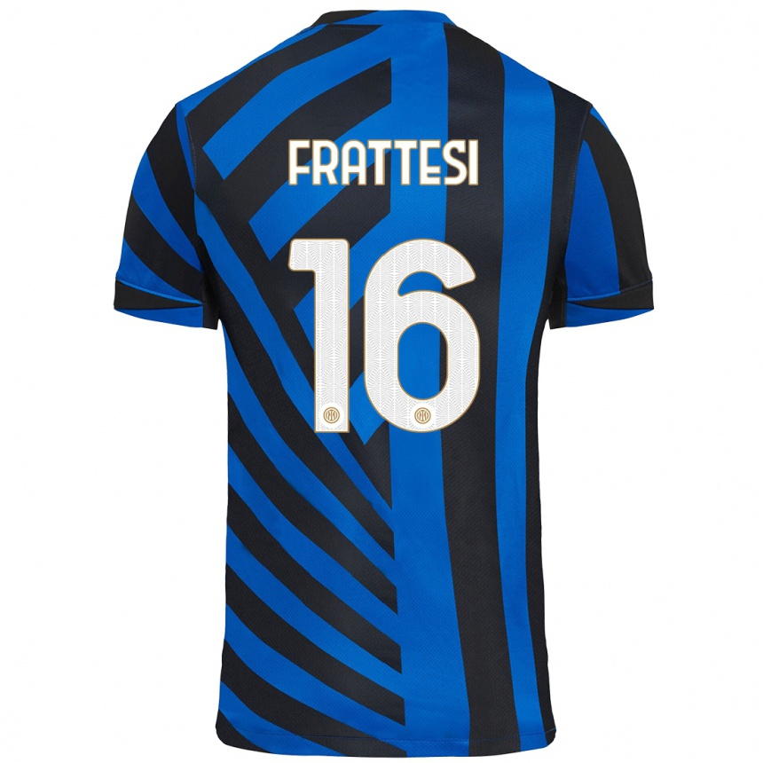 Niño Fútbol Camiseta Davide Frattesi #16 Azul Negro 1ª Equipación 2024/25